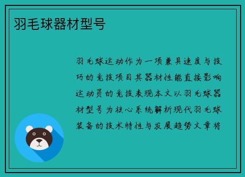 羽毛球器材型号